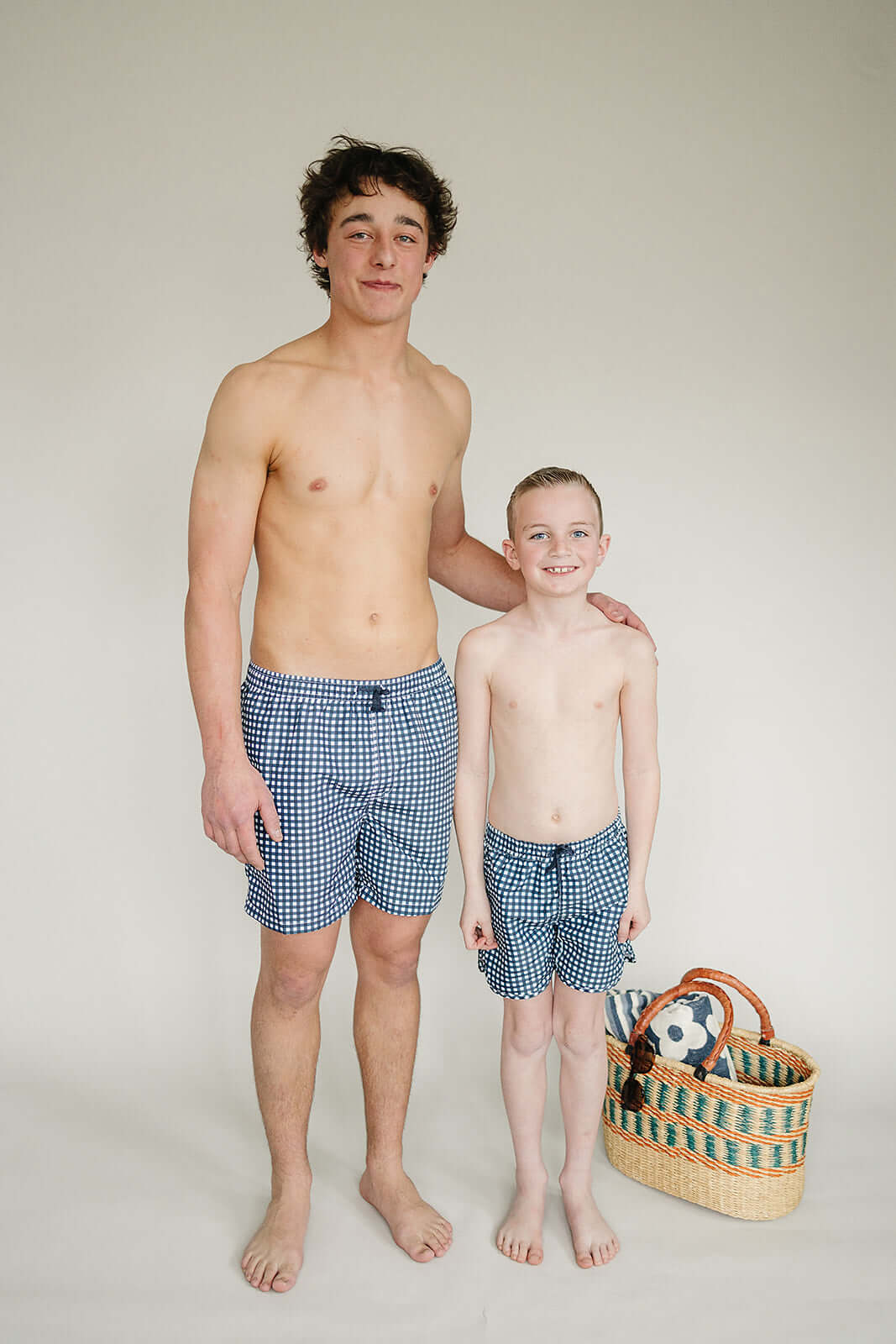 Navy Gingham Adult Men's Swim Shorts | Milk & Baby