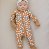 Mustard Floral Ribbed Bamboo Zipper | Milk & Baby