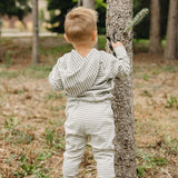 Grey Striped Hooded Set | Milk & Baby