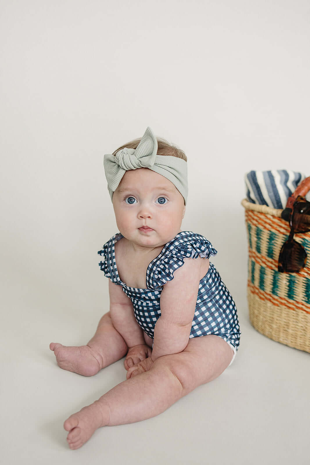 Navy Gingham One-Piece | Milk & Baby