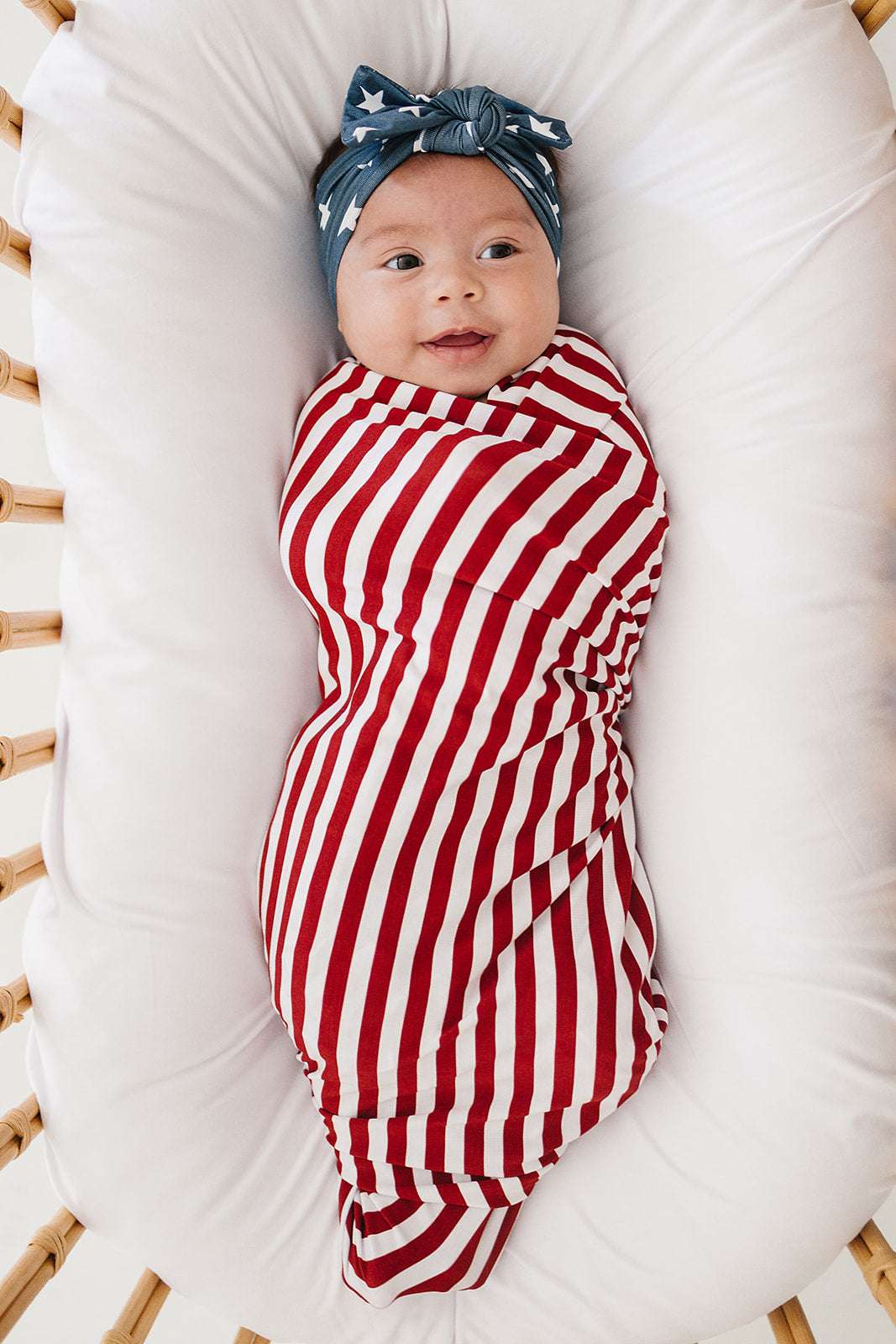 Red Stripes Bamboo Stretch Swaddle Milk & Baby