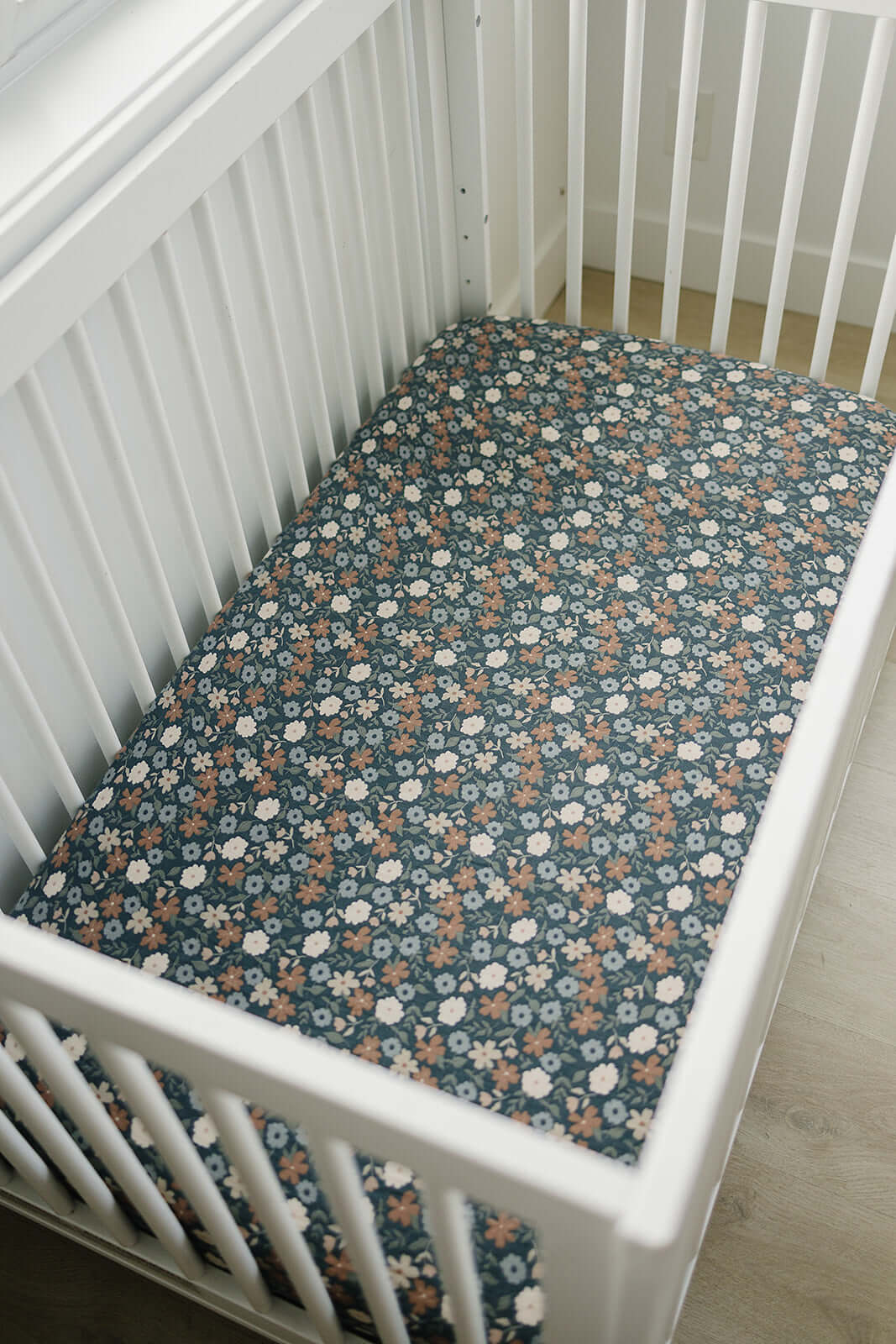 Midnight Floral Muslin Crib Sheet | Milk & Baby