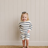Navy Stripe Knit Shorts | Milk & Baby