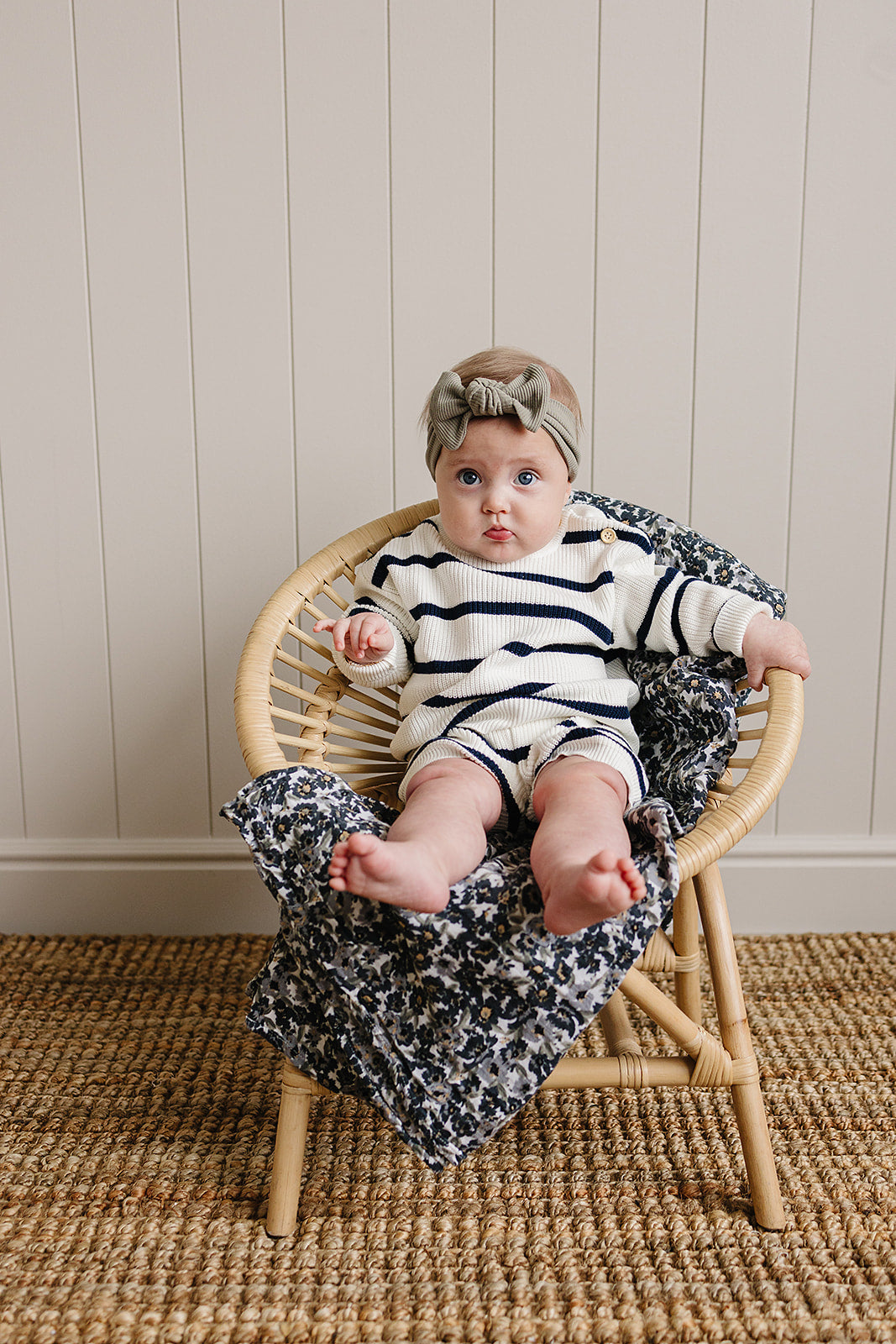 Navy Stripe Knit Shorts | Milk & Baby