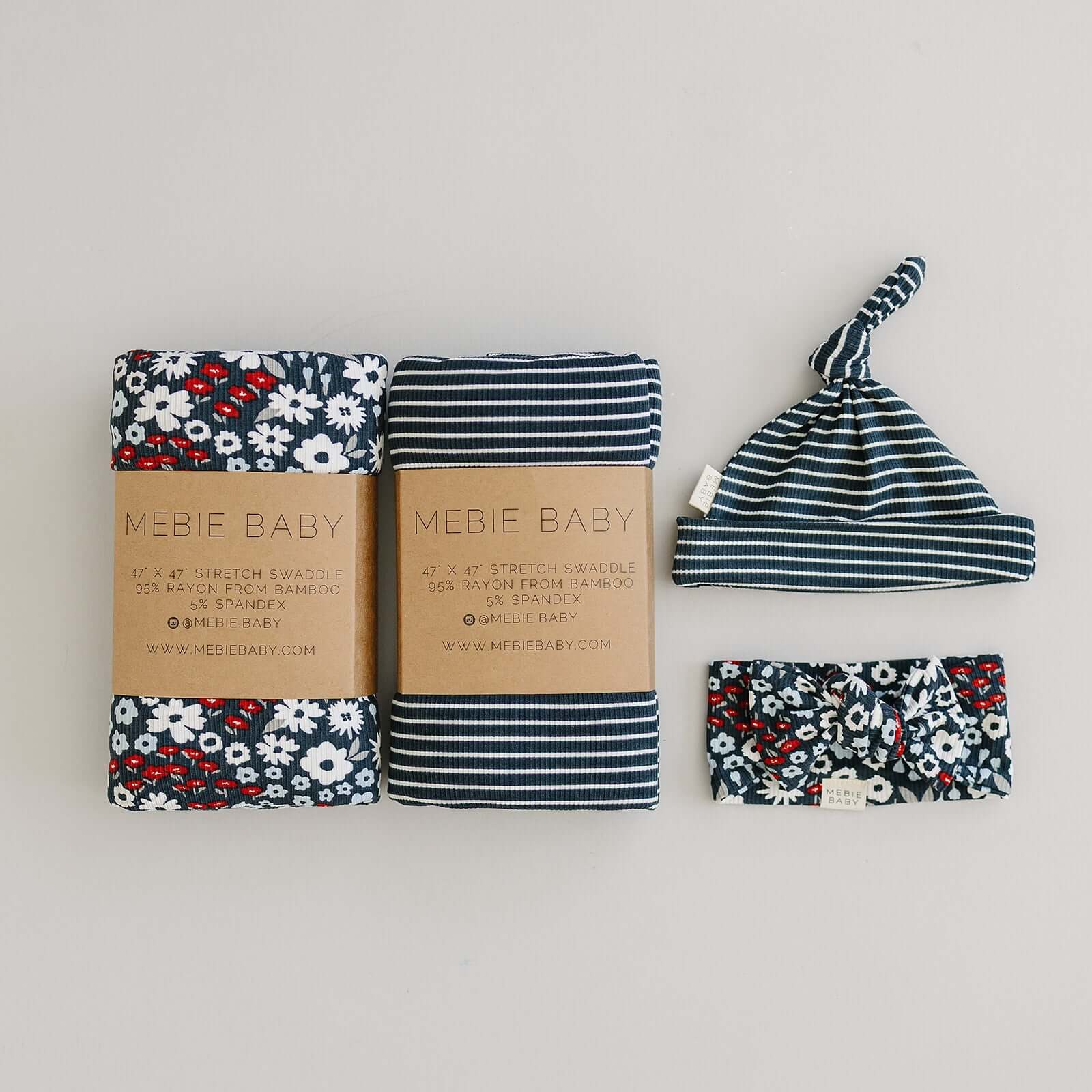 Americana Floral Ribbed Bamboo Stretch Swaddle | Milk & Baby