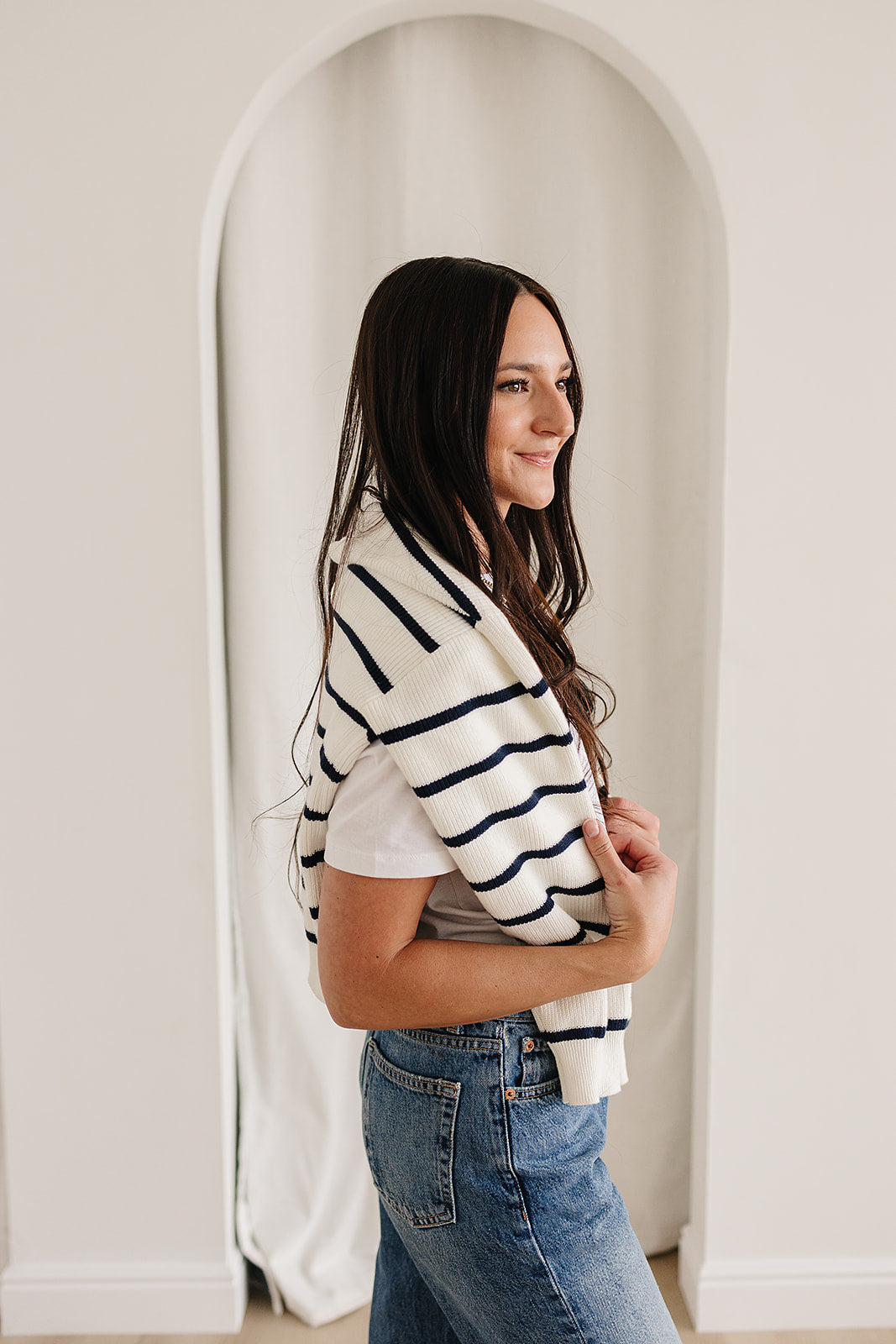 Navy Stripe Adult Knit Sweater | Milk & Baby