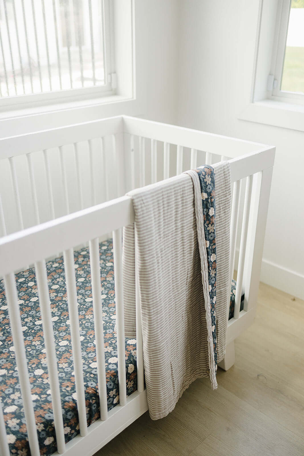 Midnight Floral Muslin Crib Sheet | Milk & Baby