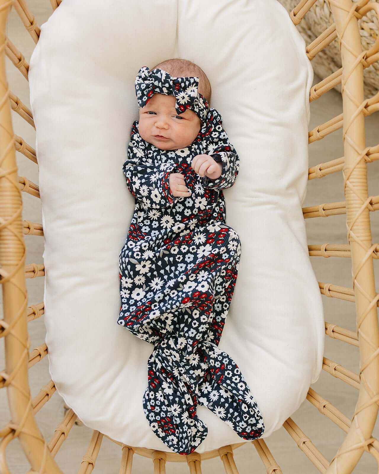 Americana Floral Ribbed Bamboo Head Wrap | Milk & Baby