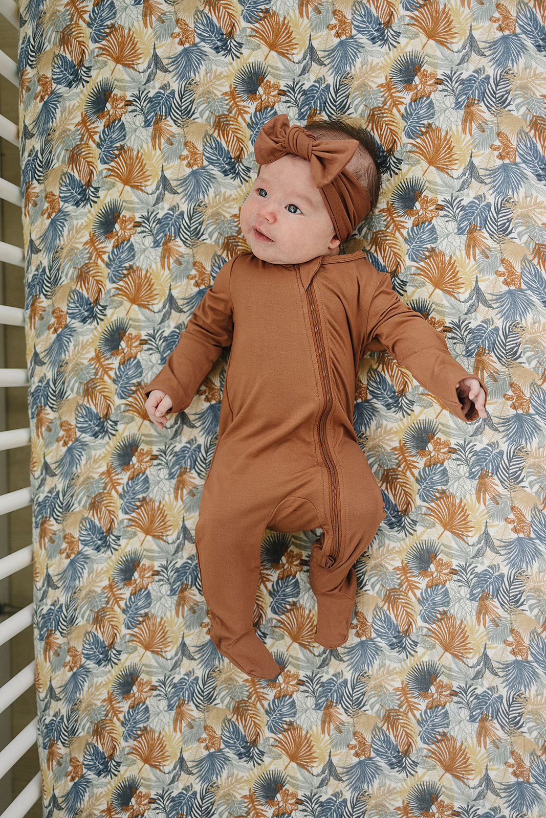 Paradise Palms Muslin Crib Sheet | Milk & Baby