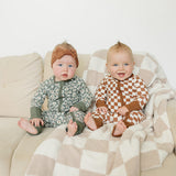 Dark Green Daisy Ribbed Bamboo Zipper | Milk & Baby