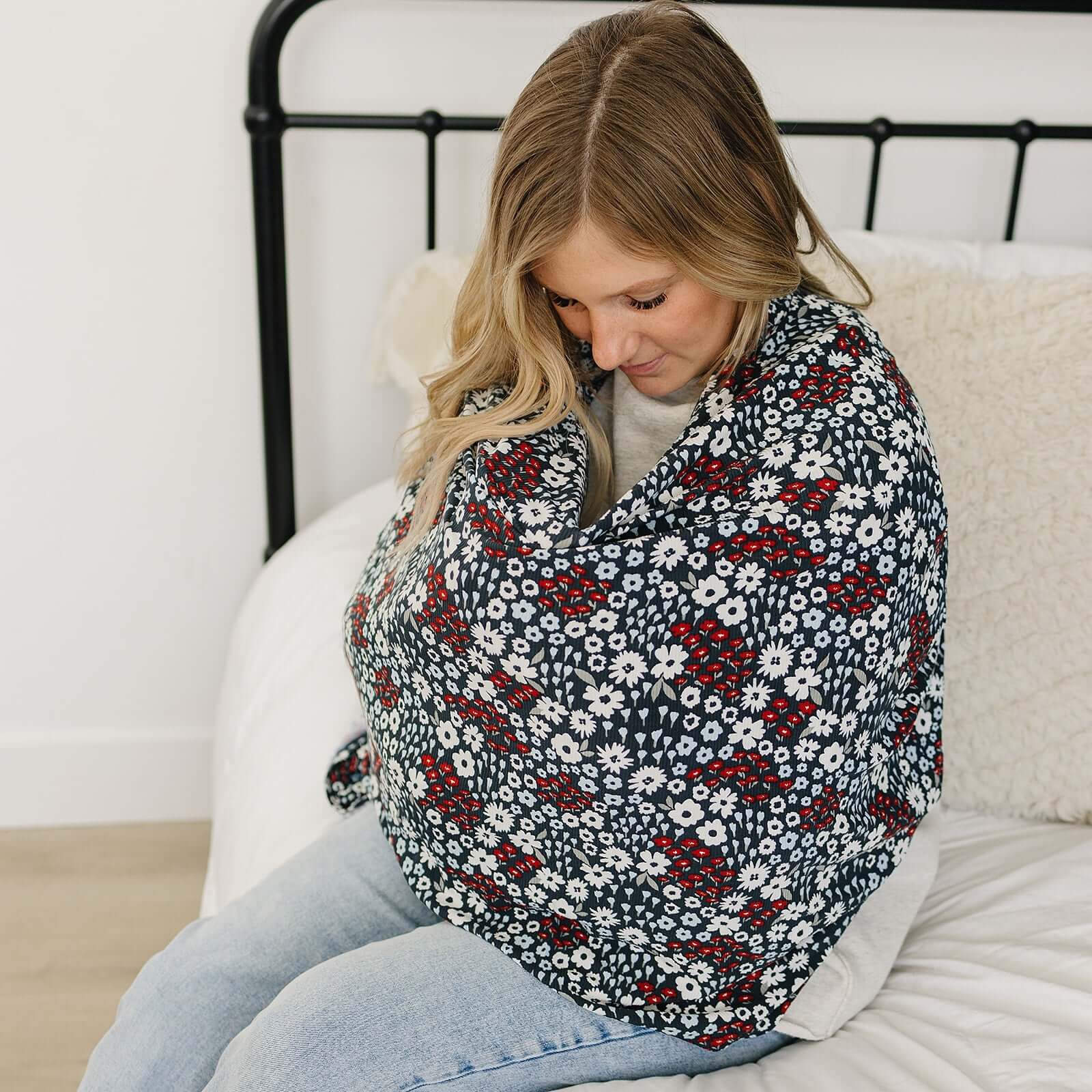 Americana Floral Ribbed Bamboo Multi-Use Cover | Milk & Baby