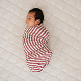 Red Stripes Bamboo Stretch Swaddle | Milk & Baby