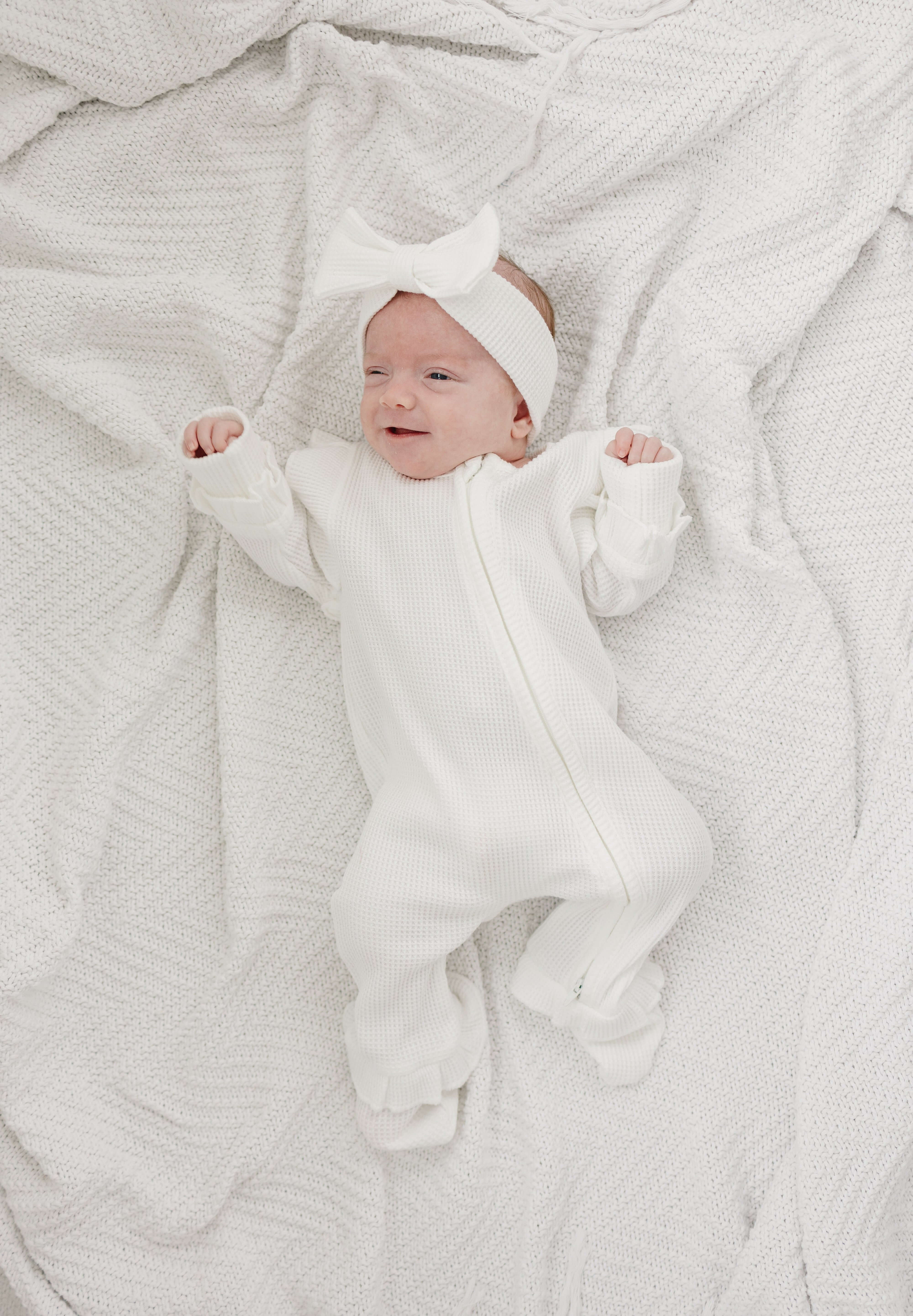 Luna + Luca Ruffle Waffle Set | White | Milk & Baby