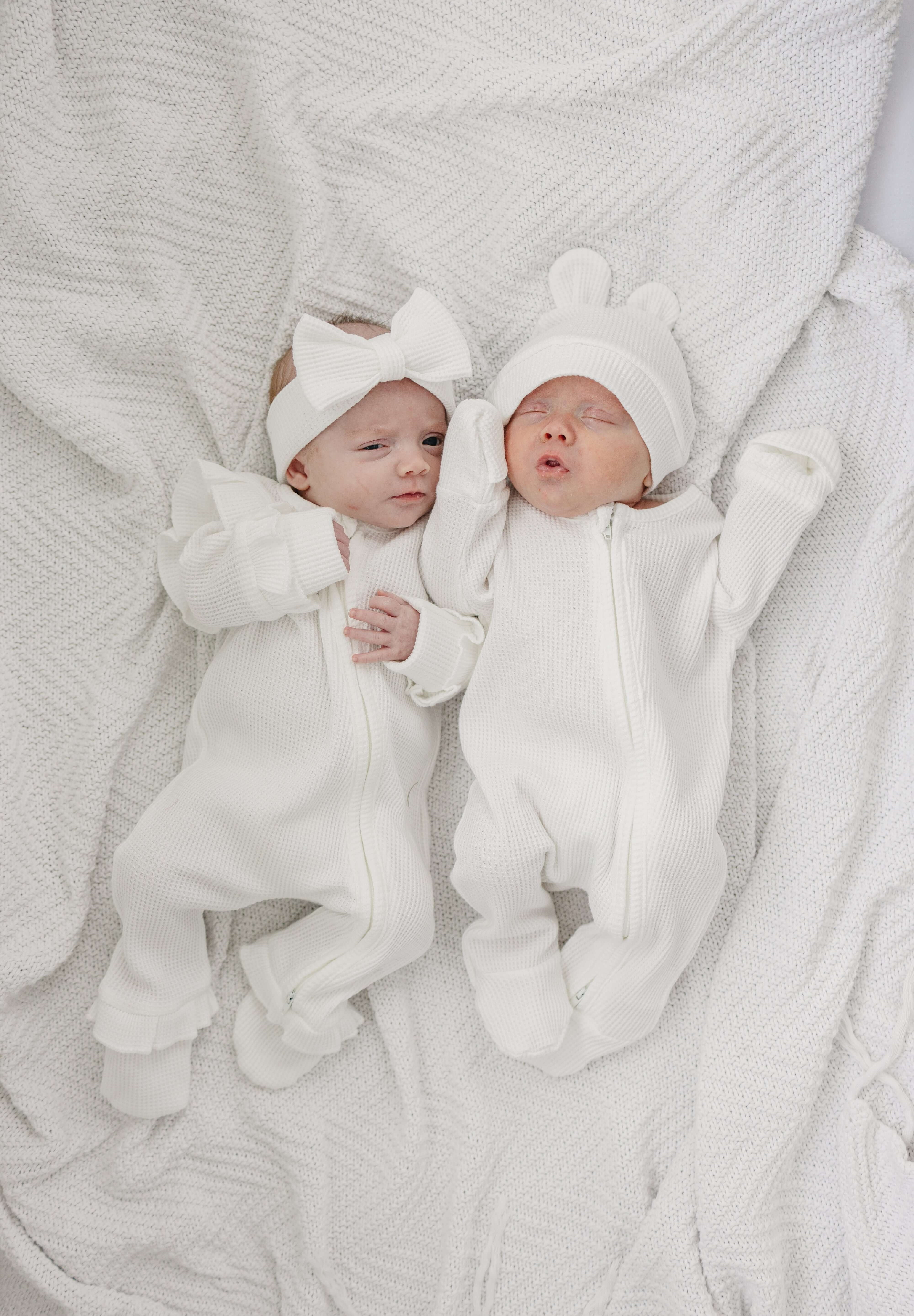 Luna + Luca Bear Waffle Set | White | Milk & Baby