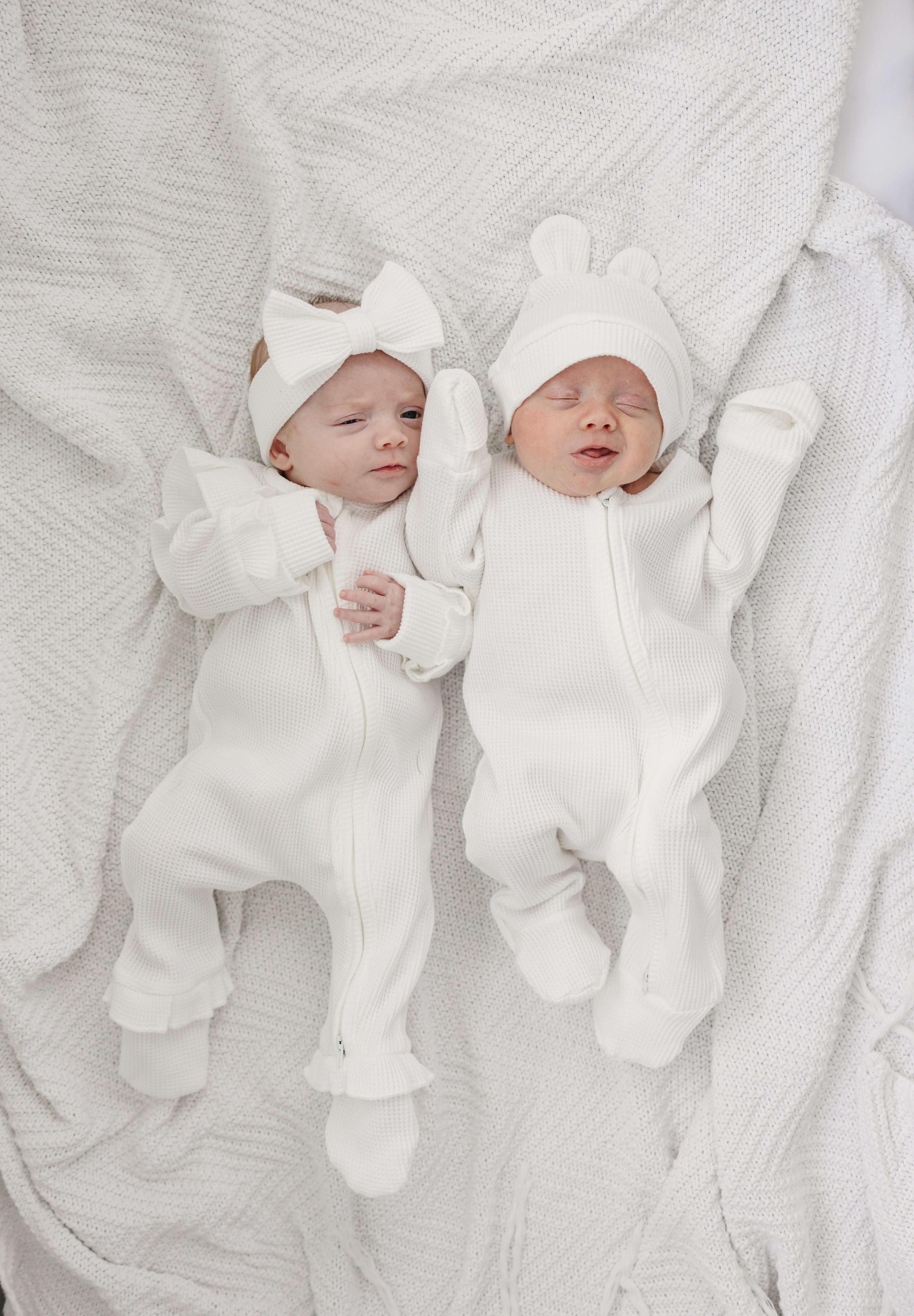 Luna + Luca Bear Waffle Set | White | Milk & Baby