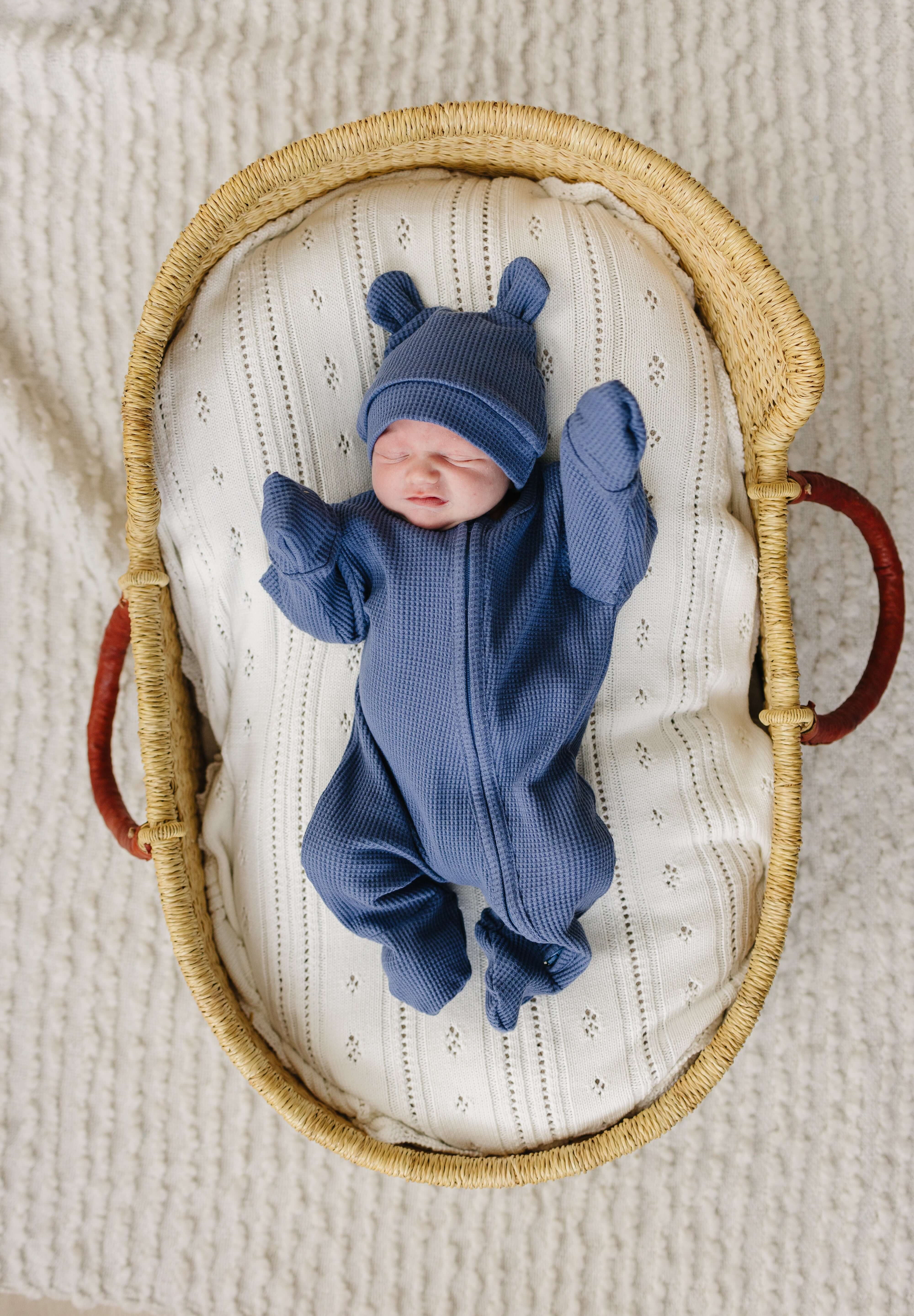 Luna + Luca Bear Waffle Set | Stormy Blue | Milk & Baby