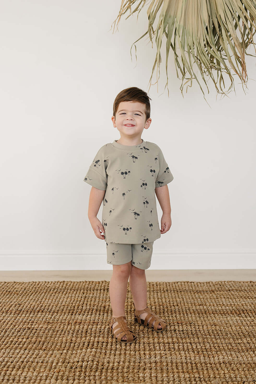 Palm Tree Button Short Set | Milk & Baby