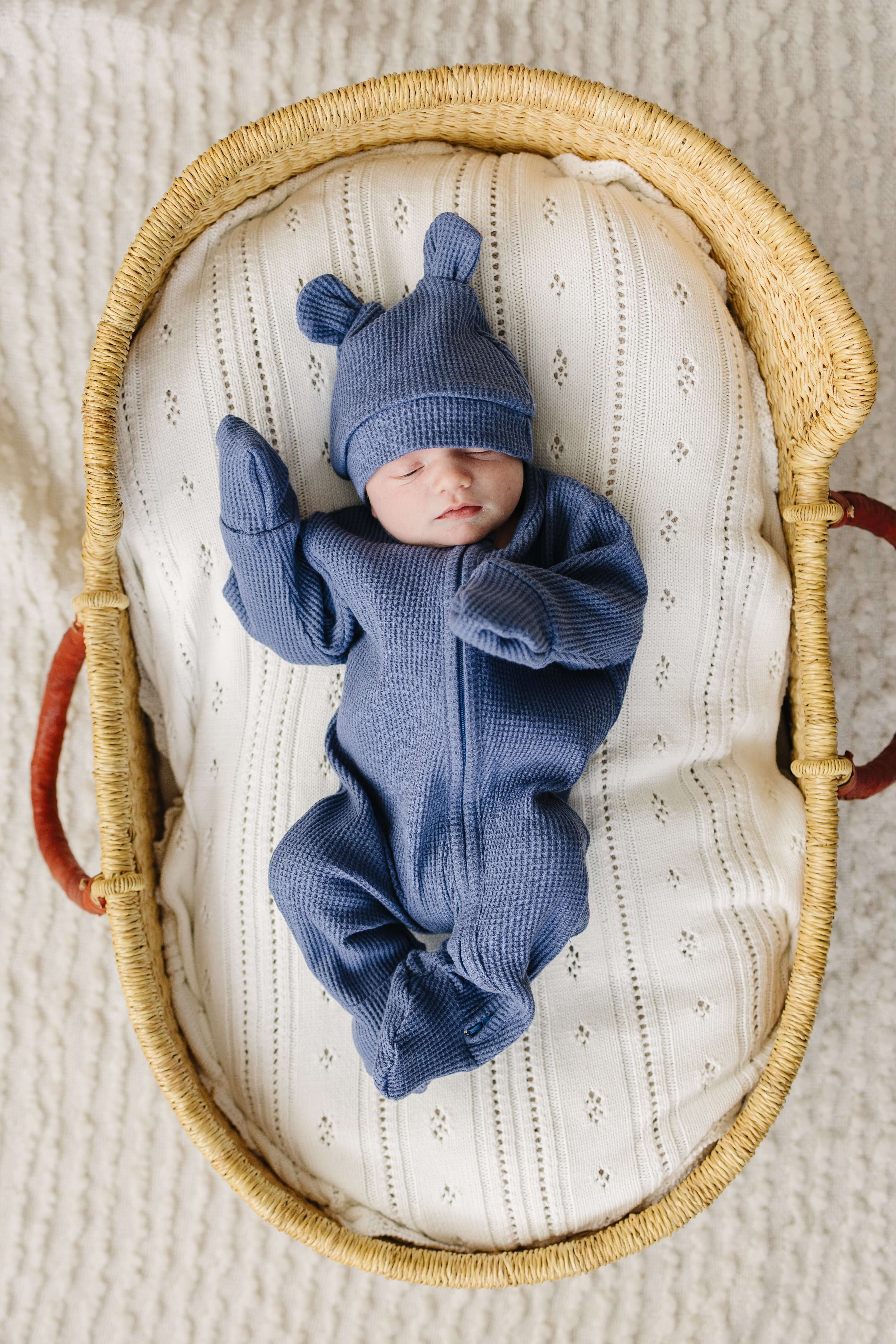 Luna + Luca Bear Waffle Set | Stormy Blue | Milk & Baby