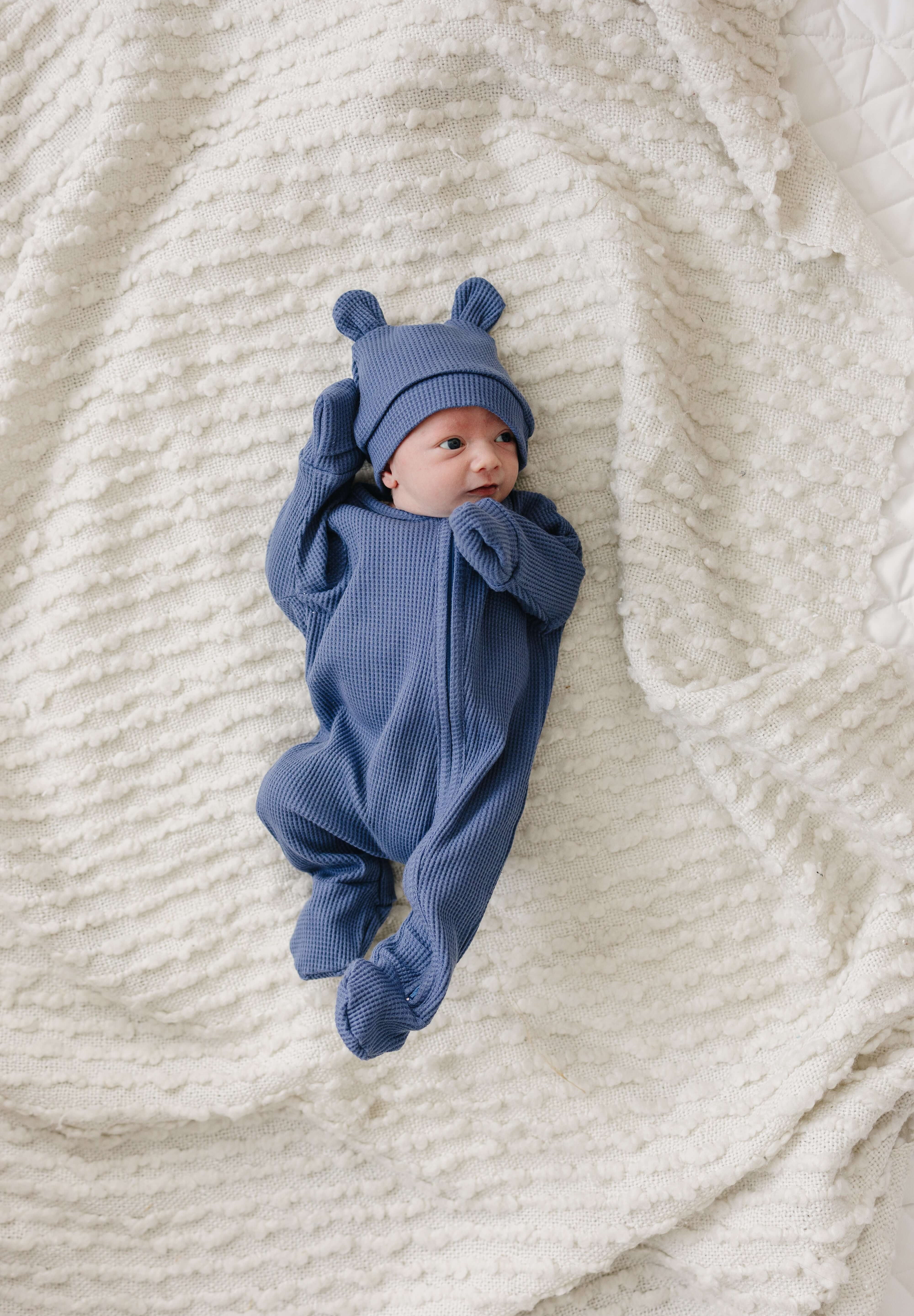 Luna + Luca Bear Waffle Set | Stormy Blue | Milk & Baby
