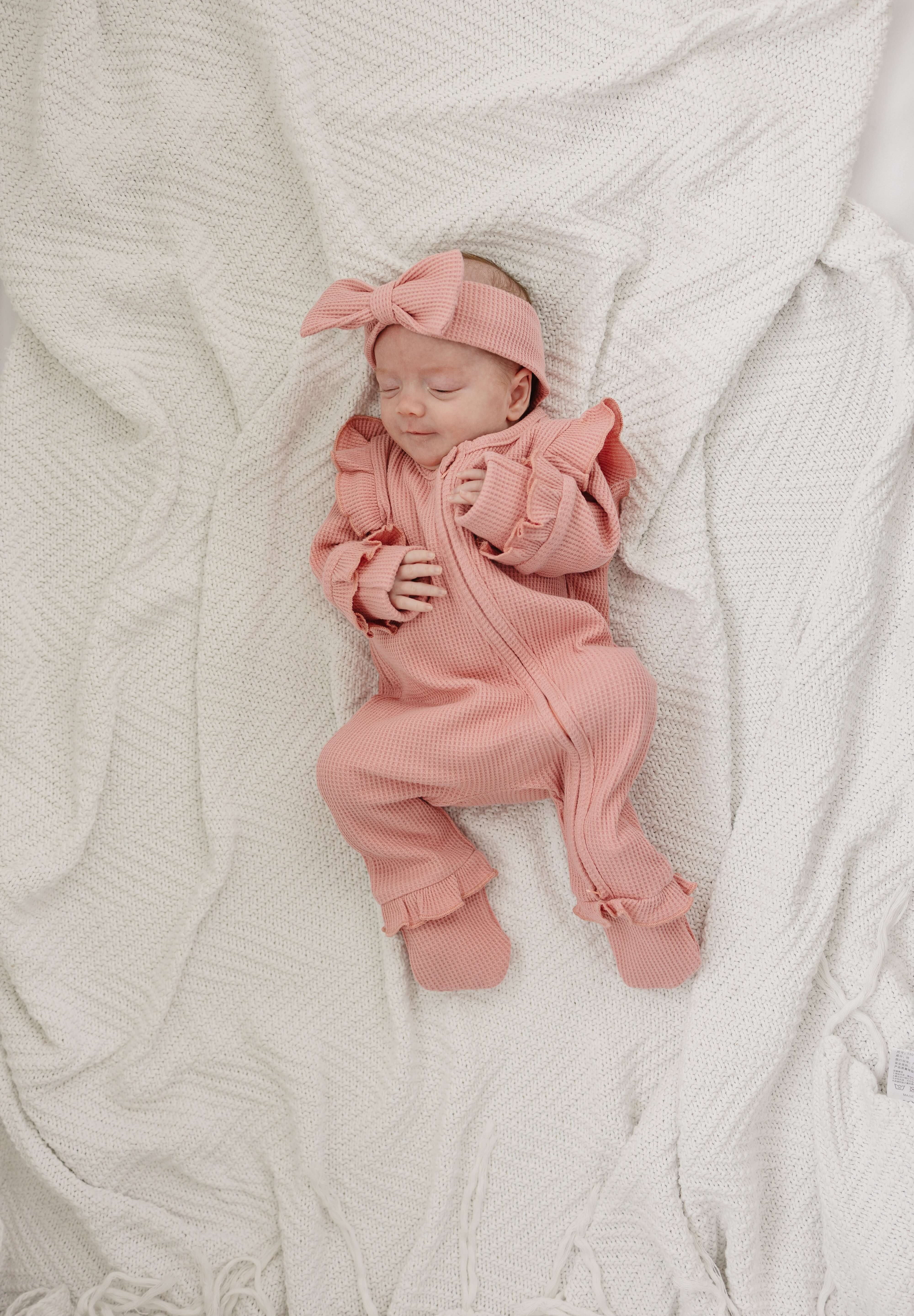 Luna + Luca Ruffle Waffle Set - Dusty Rose | Milk & Baby