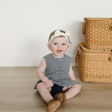 Navy Gingham Peplum Set | Milk & Baby
