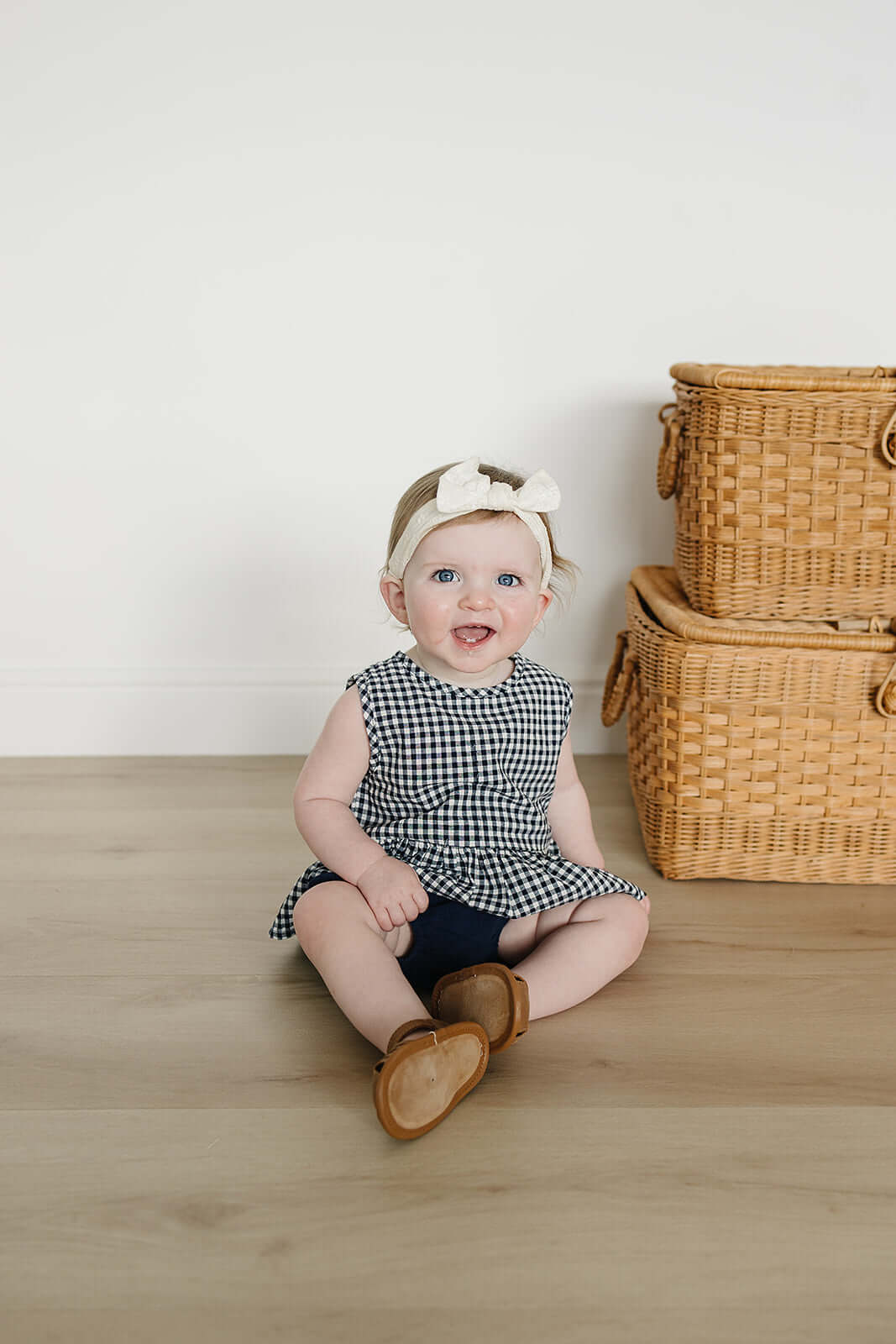 Navy Gingham Peplum Set | Milk & Baby
