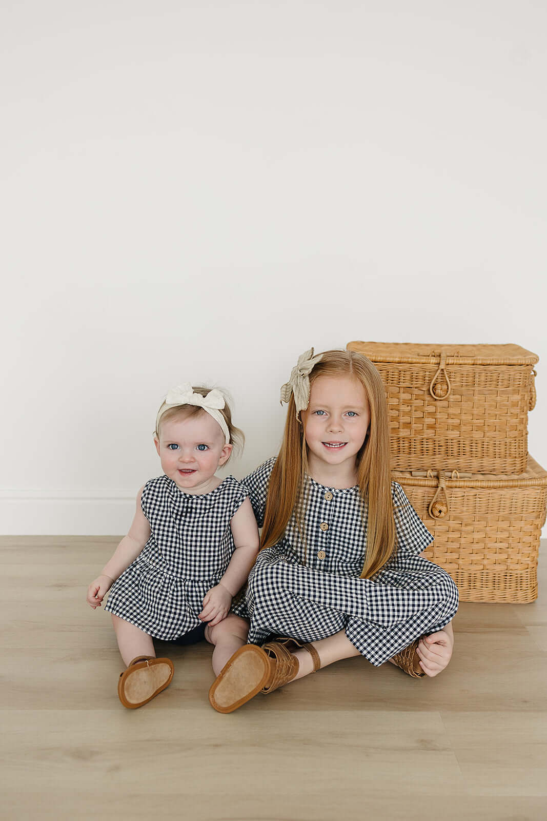 Navy Gingham Peplum Set | Milk & Baby