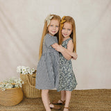 Navy Gingham Linen Cotton Dress | Milk & Baby