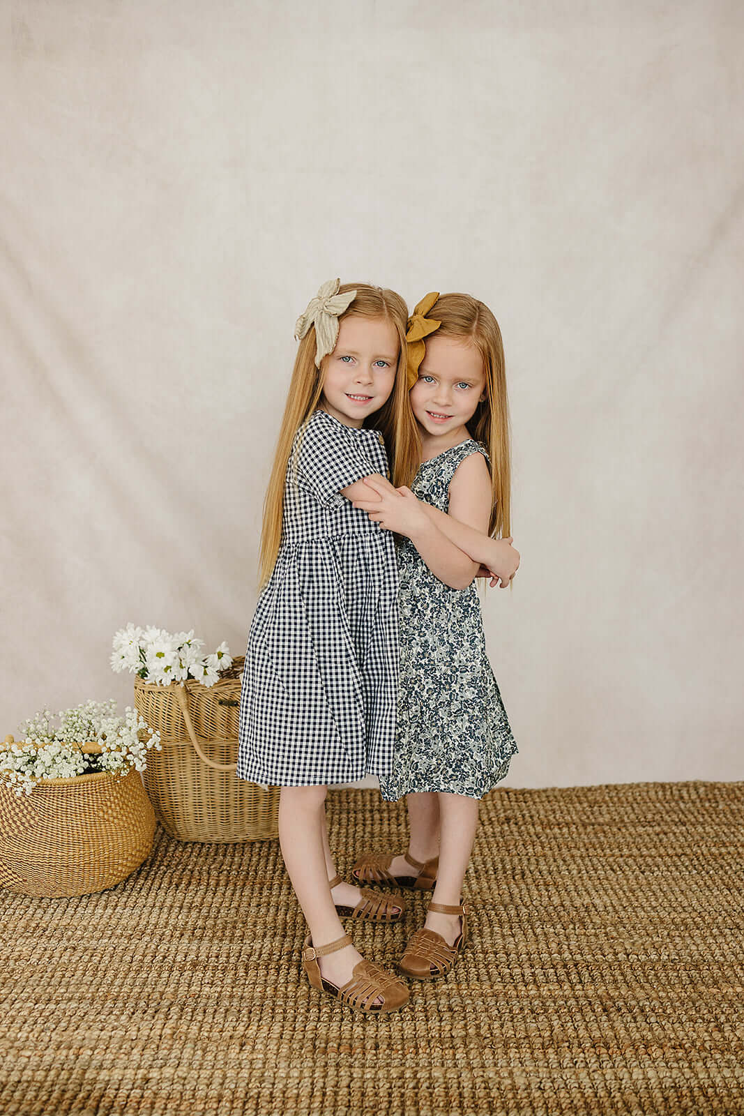 Navy Gingham Linen Cotton Dress | Milk & Baby