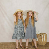 Navy Gingham Linen Cotton Dress | Milk & Baby