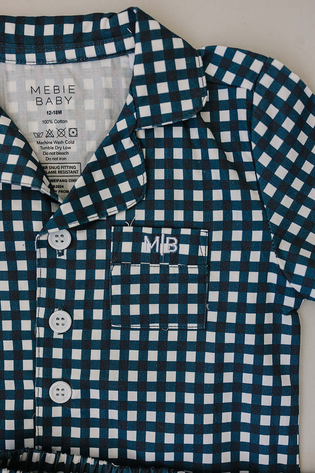 Navy Gingham Short Pajama Set | Milk & Baby
