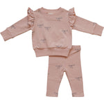 Pink Ribbon Ruffle French Terry Set | Milk & Baby
