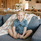 Navy Gingham Short Pajama Set | Milk & Baby
