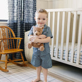 Navy Gingham Short Pajama Set | Milk & Baby