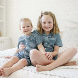 Navy Gingham Short Pajama Set | Milk & Baby