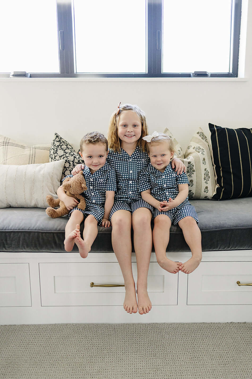 Navy Gingham Short Pajama Set | Milk & Baby