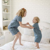 Navy Gingham Short Pajama Set | Milk & Baby
