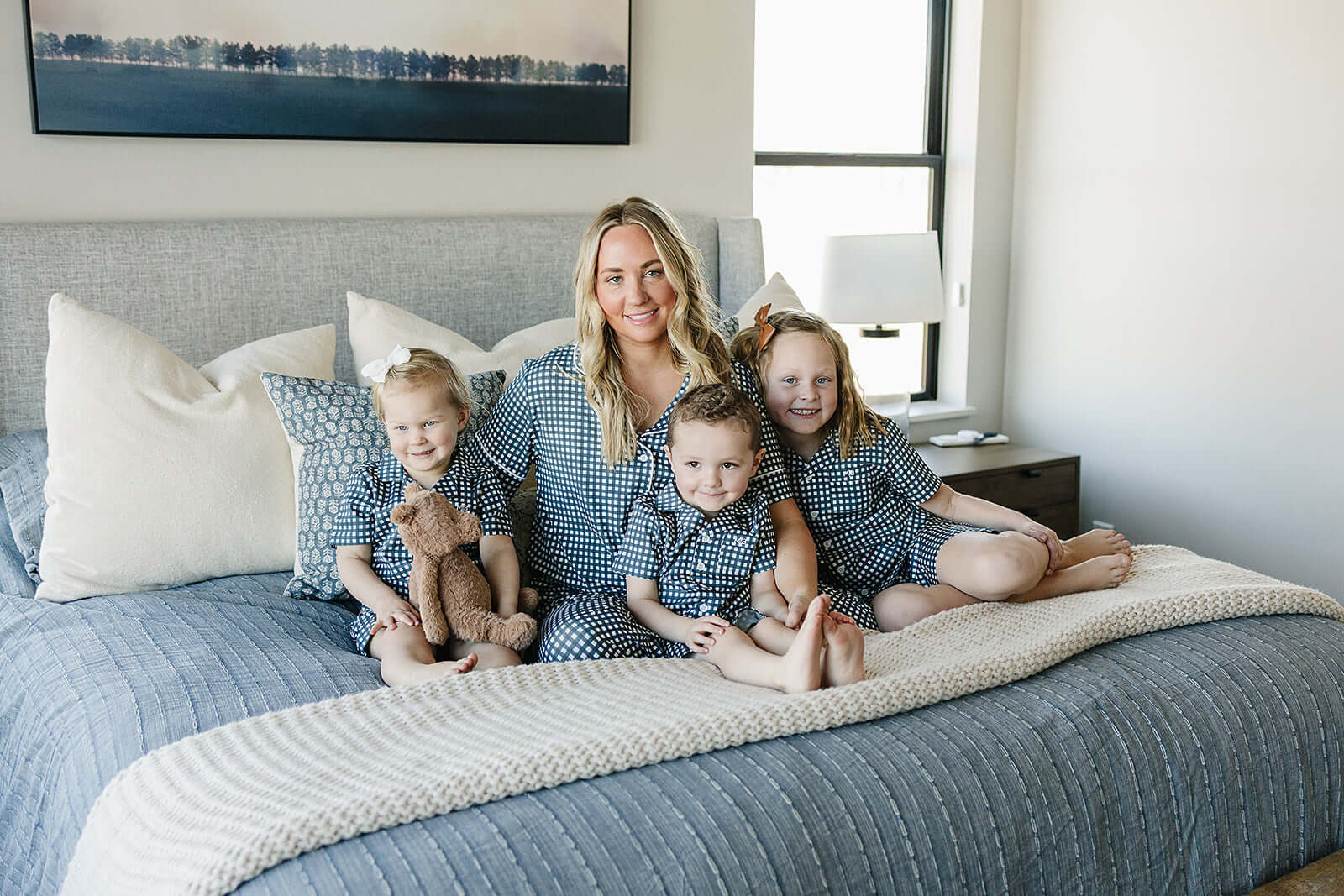 Navy Gingham Women's Pajama Set | Milk & Baby