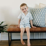 Light Blue Gingham Short Pajama Set | Milk & Baby