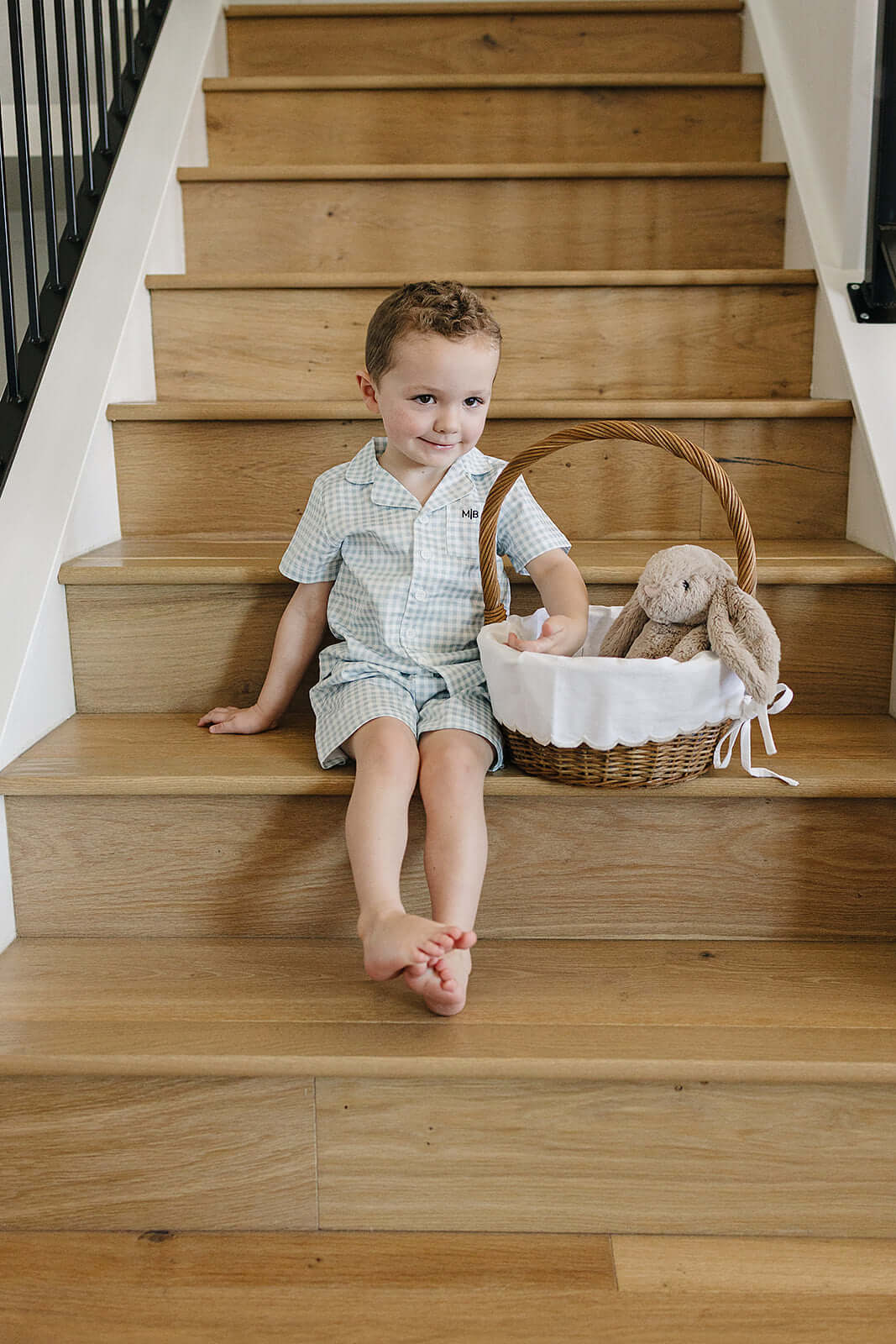 Light Blue Gingham Short Pajama Set | Milk & Baby