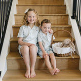 Light Blue Gingham Short Pajama Set | Milk & Baby