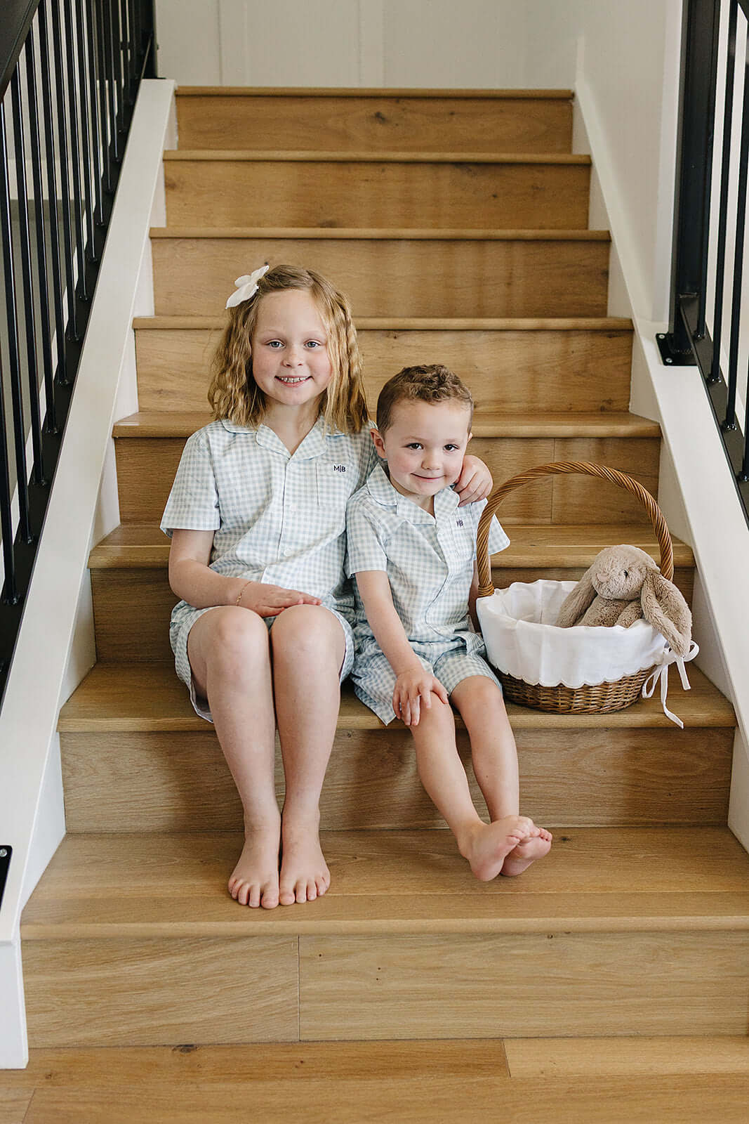 Light Blue Gingham Short Pajama Set | Milk & Baby