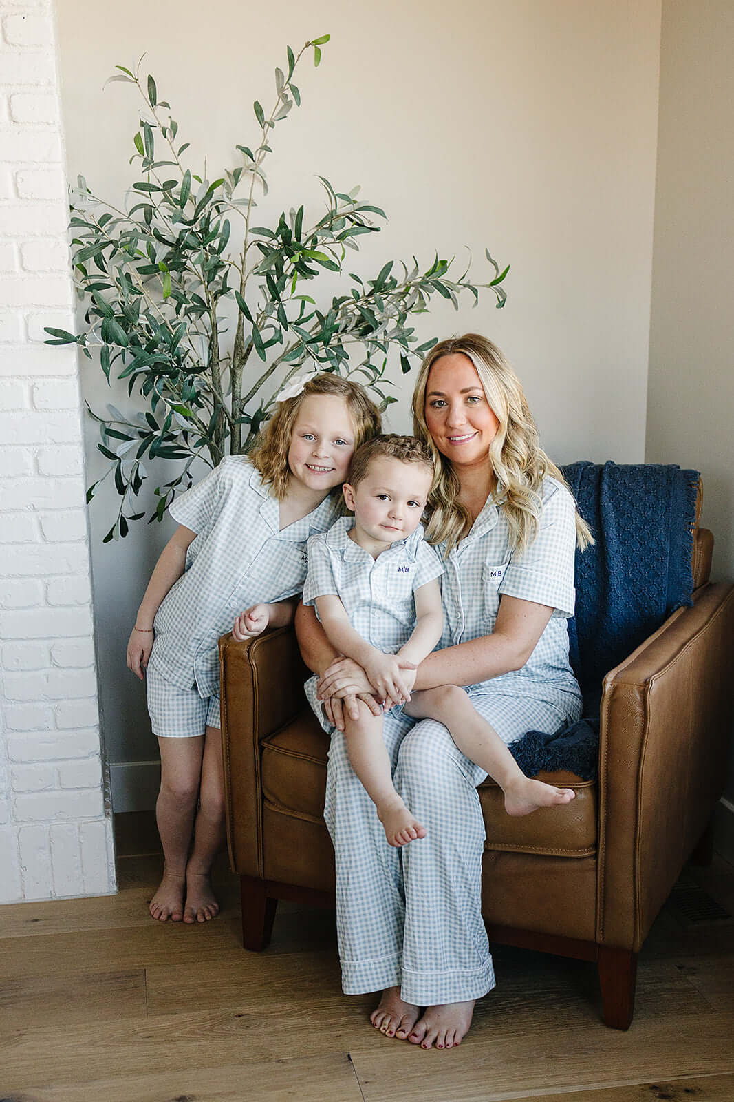 Light Blue Gingham Short Pajama Set | Milk & Baby