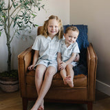 Light Blue Gingham Short Pajama Set | Milk & Baby
