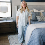 Light Blue Gingham Women's Pajama Set | Milk & Baby