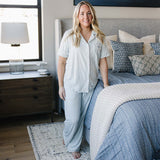 Light Blue Gingham Women's Pajama Set | Milk & Baby