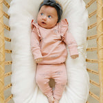 Pink Ribbon Ruffle French Terry Set | Milk & Baby