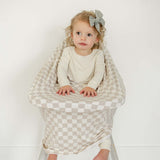 Taupe Checkered Bamboo Multi-Use Cover | Milk & Baby