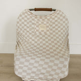 Taupe Checkered Bamboo Multi-Use Cover | Milk & Baby