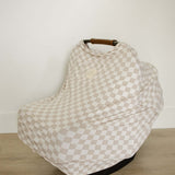 Taupe Checkered Bamboo Multi-Use Cover | Milk & Baby